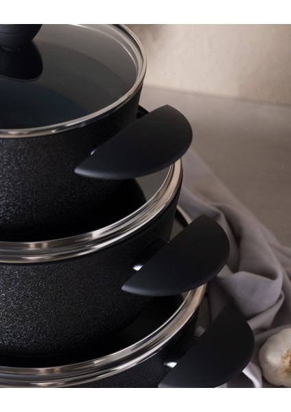 Titanium 7 Parça Tencere Seti Opus - Siyah modelleri