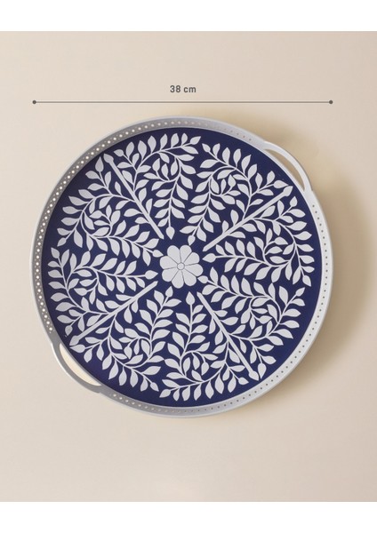 Delit Yuvarlak Örgü Tepsi - Lacivert/Beyaz fırsatları