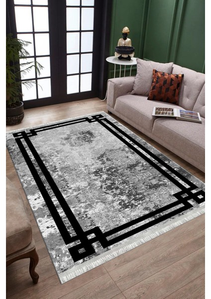 Antrasit Modern Kilim Makinede Yıkanabilir Halı Kaymaz Taban Kilim Dot Tabanlı Salon Halısı 5237A modelleri