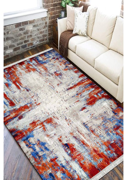 Mavi Kırmızı Halı Makinede Yıkanabilir Halı Kaymaz Taban Kilim Dot Tabanlı Salon Halısı 5247A fiyatları
