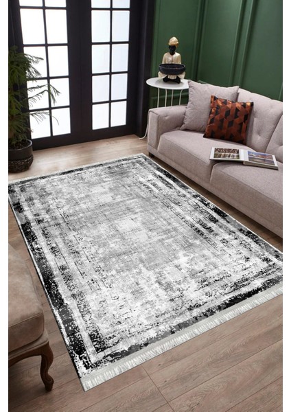 Gri Bohem Kilim Makinede Yıkanabilir Halı Kaymaz Taban Kilim Dot Tabanlı Salon Halısı 5240A modelleri