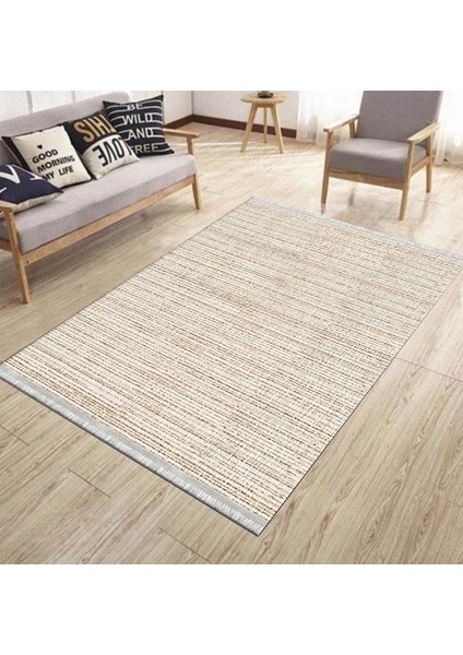 Baskılı Halı Kaymaz Tabanlı Kilim Makinede Yıkanabilir Dot Tabanlı Salon Halısı 5151A