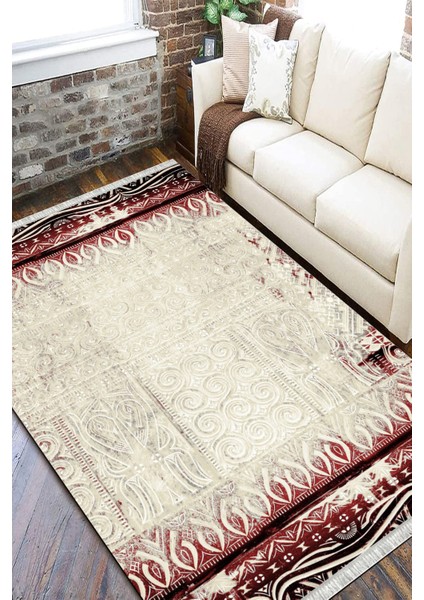 Otantik Kırmızı Kilim Yıkanabilir Halı Kaymaz Taban Kilim Dot Tabanlı Oturma Odası Halısı 5254B fiyatları