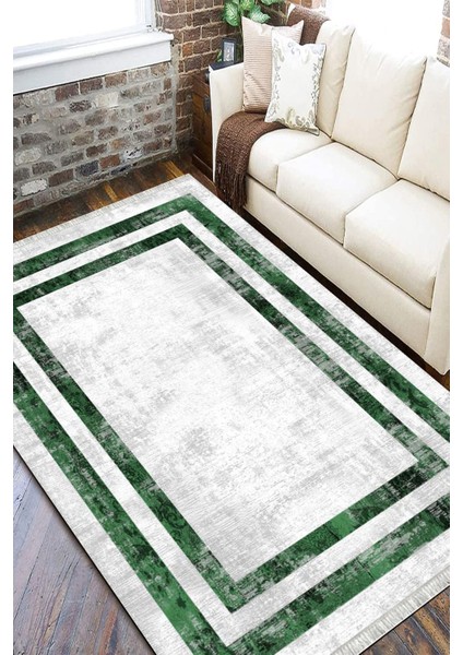 Yeşil Şeritli Halı Yıkanabilir Halı Kaymaz Taban Kilim Dot Tabanlı Oturma Odası Halısı 5268C fiyatları