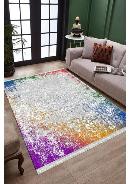 Çok Renkli Halı Makinede Yıkanabilir Halı Kaymaz Taban Kilim Dot Tabanlı Salon Halısı 5251B modelleri