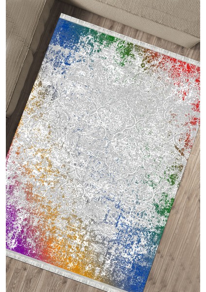 Çok Renkli Halı Makinede Yıkanabilir Halı Kaymaz Taban Kilim Dot Tabanlı Salon Halısı 5251B fırsatları
