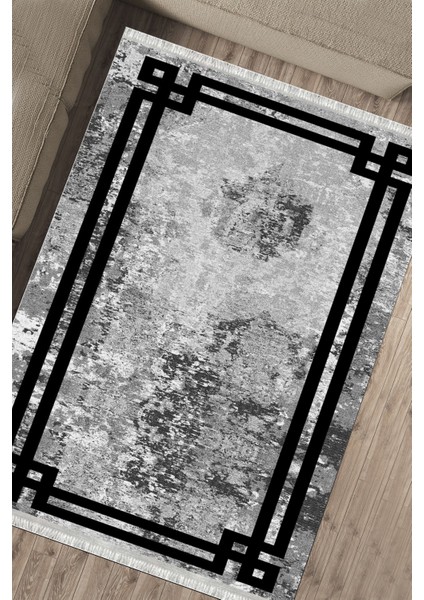 Antrasit Modern Kilim Makinede Yıkanabilir Halı Kaymaz Taban Kilim Dot Tabanlı Salon Halısı 5237A fırsatları