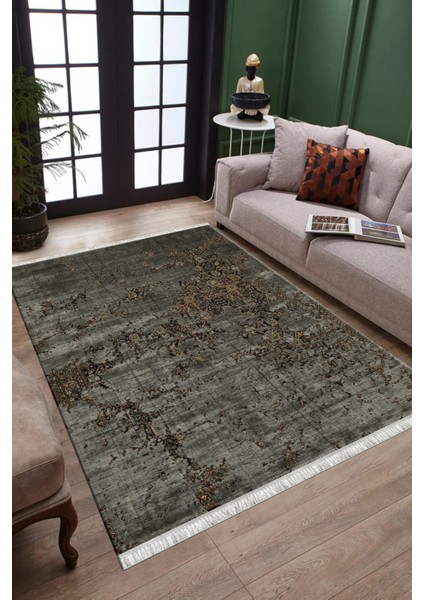 Antrasit Motifli Halı Makinede Yıkanabilir Halı Kaymaz Taban Kilim Dot Tabanlı Salon Halısı 5248B modelleri