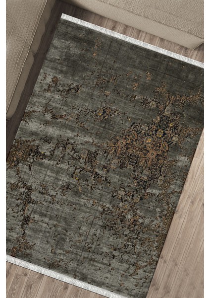 Antrasit Motifli Halı Makinede Yıkanabilir Halı Kaymaz Taban Kilim Dot Tabanlı Salon Halısı 5248B fırsatları