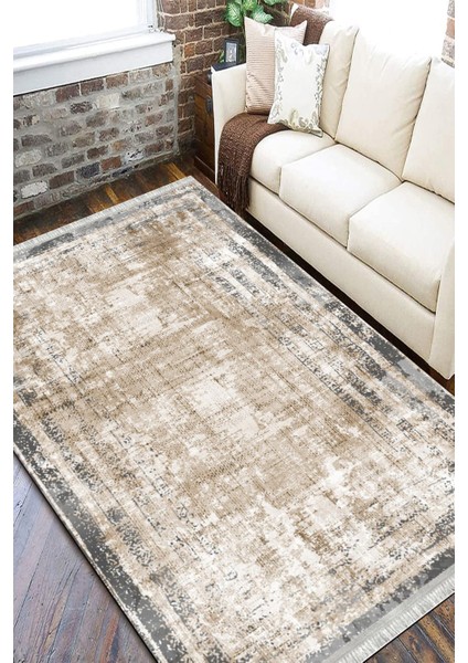 Bej Bohem Kilim Makinede Yıkanabilir Halı Kaymaz Taban Kilim Dot Tabanlı Salon Halısı 5240B fiyatları