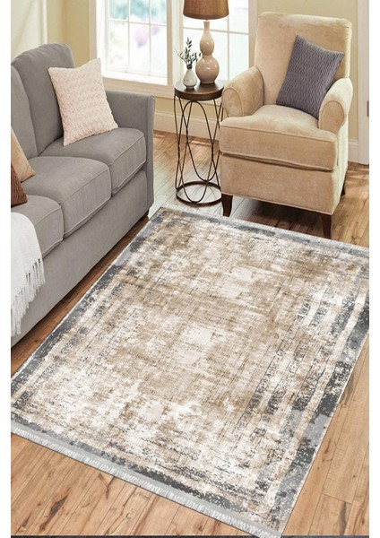 Bej Bohem Kilim Makinede Yıkanabilir Halı Kaymaz Taban Kilim Dot Tabanlı Salon Halısı 5240B modelleri