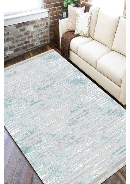 Turkuaz Gri Halı Makinede Yıkanabilir Kaymaz Tabanlı Kilim Dot Tabanlı Salon Halısı 5051A fiyatları