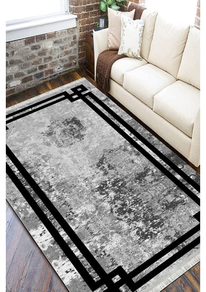 Antrasit Modern Kilim Makinede Yıkanabilir Halı Kaymaz Taban Kilim Dot Tabanlı Salon Halısı 5237A fiyatları