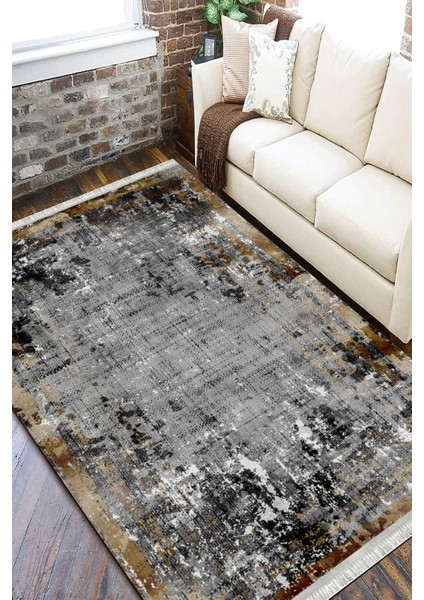 Antrasit Bohem Kilim Makinede Yıkanabilir Halı Kaymaz Taban Kilim Dot Tabanlı Salon Halısı 5240C fiyatları