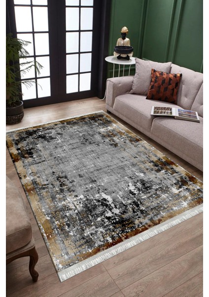 Antrasit Bohem Kilim Makinede Yıkanabilir Halı Kaymaz Taban Kilim Dot Tabanlı Salon Halısı 5240C modelleri