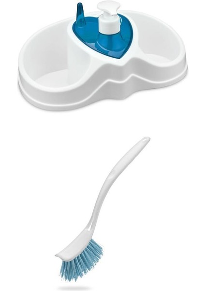 Bulaşık Temizlik Seti, Sünger Fırça Deterjan Bölmeli Bulaşık Deterjanlığı Sabunluk + Bulaşık Fırçası fiyatları