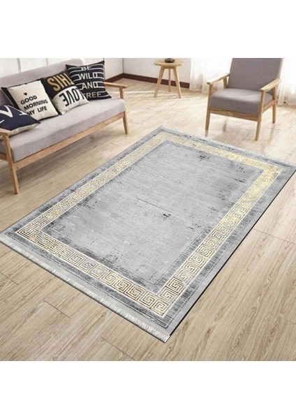Eskitme Motifli Kilim Makinede Yıkanabilir Halı Kaymaz Taban Kilim Dot Tabanlı Salon Halısı 5235A