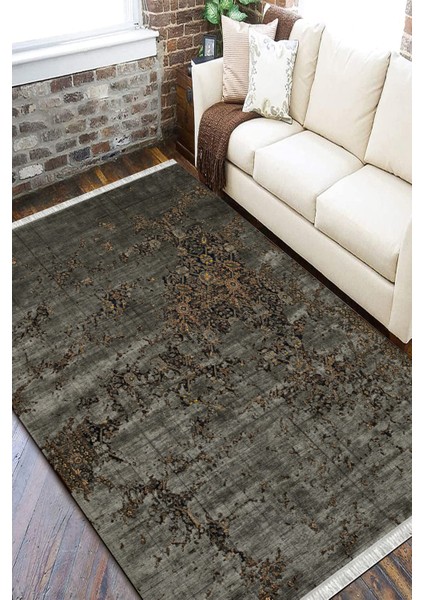 Antrasit Motifli Halı Makinede Yıkanabilir Halı Kaymaz Taban Kilim Dot Tabanlı Salon Halısı 5248B fiyatları