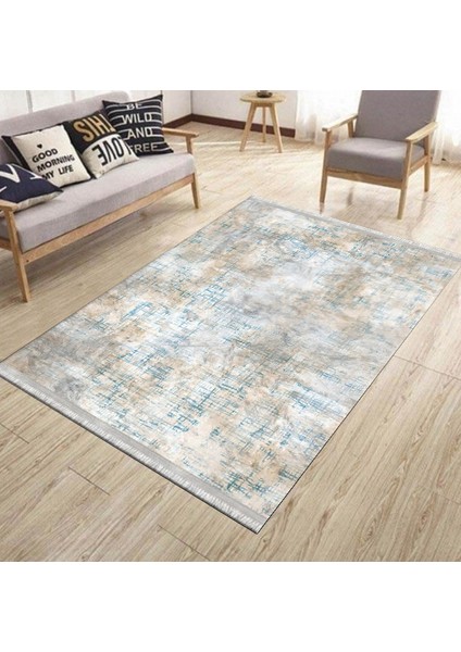 Dijital Baskılı Halı Kaymaz Tabanlı Kilim Makinede Yıkanabilir Dot Tabanlı Salon Halısı 5096A