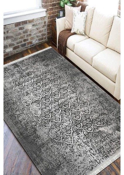 Antrasit Klasik Motifli Kilim Yıkanabilir Halı Kaymaz Taban Kilim Dot Tabanlı Salon Halısı 5252A fiyatları