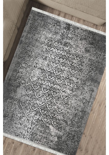 Antrasit Klasik Motifli Kilim Yıkanabilir Halı Kaymaz Taban Kilim Dot Tabanlı Salon Halısı 5252A fırsatları