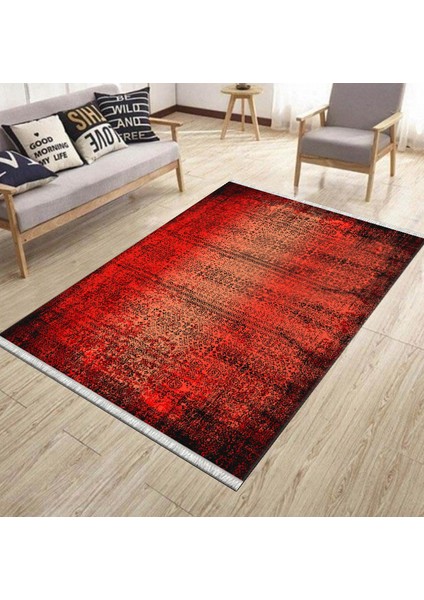 Kırmızı Klasik Kilim Yıkanabilir Halı Kaymaz Taban Kilim Dot Tabanlı Oturma Odası Halısı 5257B