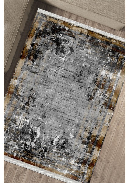 Antrasit Bohem Kilim Makinede Yıkanabilir Halı Kaymaz Taban Kilim Dot Tabanlı Salon Halısı 5240C fırsatları