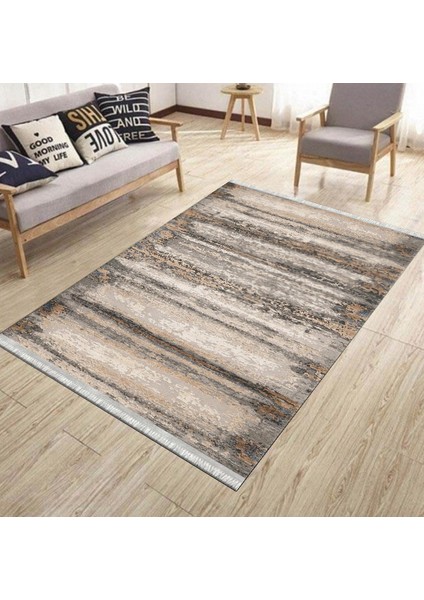 Kahverengi Kilim Makinede Yıkanabilir Halı Kaymaz Taban Kilim Dot Tabanlı Salon Halısı 5227A