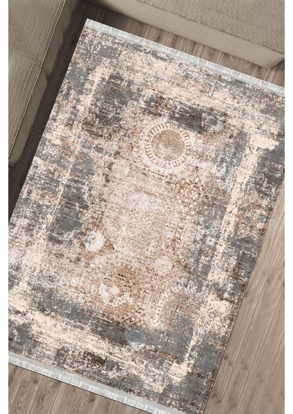 Bohem Yıkanabilir Halı Kaymaz Tabanlı Kilim Makinede Yıkanabilir Dot Tabanlı Salon Halısı 5118B fırsatları