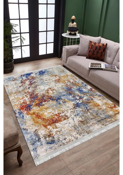 Çok Renkli Baskılı Halı Kaymaz Tabanlı Kilim Makinede Yıkanabilir Dot Tabanlı Salon Halısı 5133A modelleri