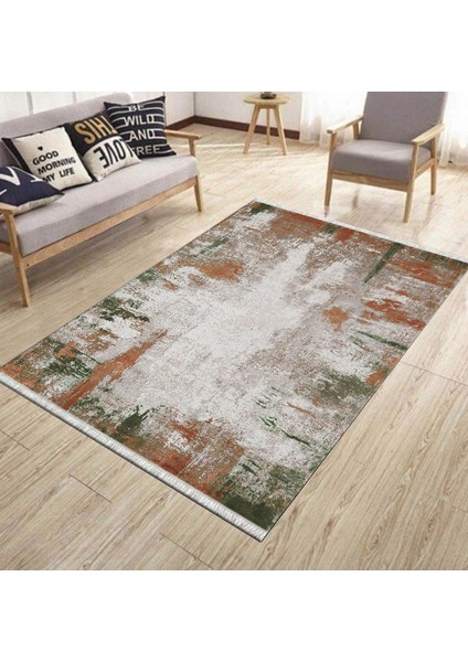Vintage Eskitme Halı Kaymaz Tabanlı Kilim Makinede Yıkanabilir Dot Tabanlı Salon Halısı 5208A