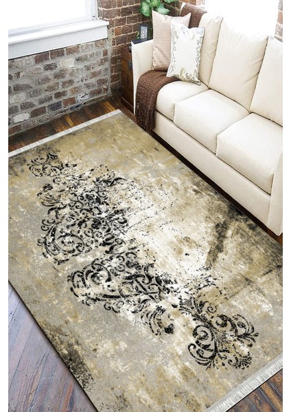 Klasik Bej Halı Makinede Yıkanabilir Halı Kaymaz Taban Kilim Dot Tabanlı Salon Halısı 5249C fiyatları