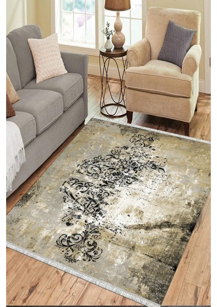 Klasik Bej Halı Makinede Yıkanabilir Halı Kaymaz Taban Kilim Dot Tabanlı Salon Halısı 5249C modelleri