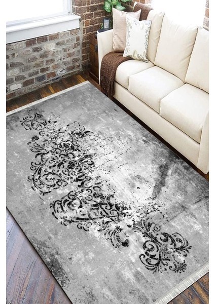 Klasik Gri Halı Makinede Yıkanabilir Halı Kaymaz Taban Kilim Dot Tabanlı Salon Halısı 5249A fiyatları