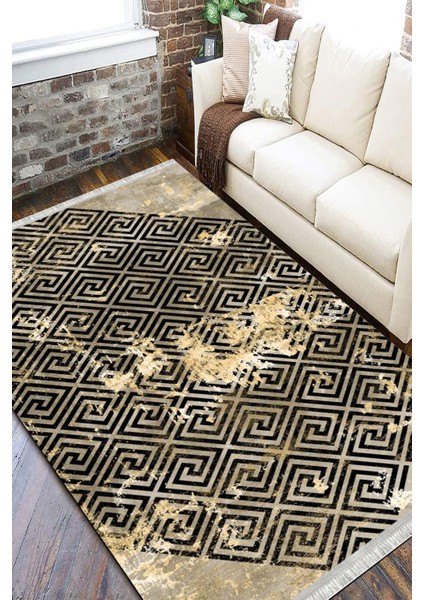 Modern Bej Kilim Kaymaz Tabanlı Kilim Makinede Yıkanabilir Dot Tabanlı Salon Halısı 5175B fiyatları