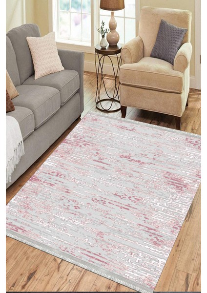 Pembe Gri Halı Makinede Yıkanabilir Kaymaz Tabanlı Kilim Dot Tabanlı Salon Halısı 5051C modelleri