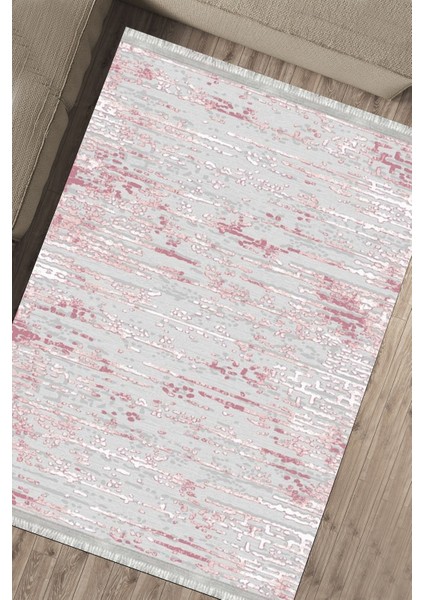 Pembe Gri Halı Makinede Yıkanabilir Kaymaz Tabanlı Kilim Dot Tabanlı Salon Halısı 5051C fırsatları