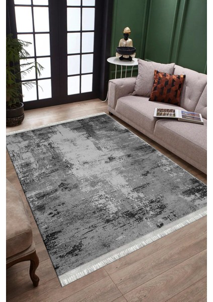 Gri Antrasit Halı Kaymaz Tabanlı Kilim Makinede Yıkanabilir Dot Tabanlı Salon Halısı 5078A modelleri