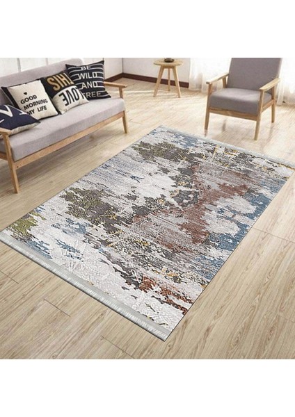Dijital Baskılı Halı Kaymaz Tabanlı Kilim Makinede Yıkanabilir Dot Tabanlı Salon Halısı 5101A