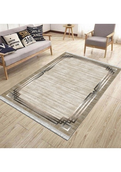 Kahverengi Modern Makinede Yıkanabilir Halı Kaymaz Taban Kilim Dot Tabanlı Salon Halısı 5242B