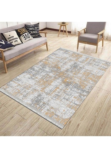 Vintage Dijital Halı Kaymaz Tabanlı Kilim Makinede Yıkanabilir Dot Tabanlı Salon Halısı 5123A