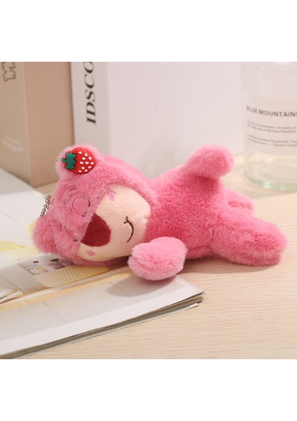 Sevimli Sevimli Pembe Çilek Ayı Kolye Peluş Oyuncak Küçük Ayı Bebek Çanta Kolye Anahtarlık Bebek Pençe Makinesi Bebek (Yurt Dışından)