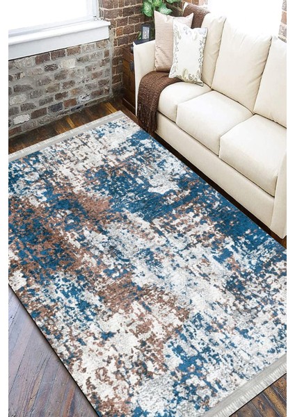 Lacivert Dijital Halı Kaymaz Tabanlı Kilim Makinede Yıkanabilir Dot Tabanlı Salon Halısı 5127A fiyatları