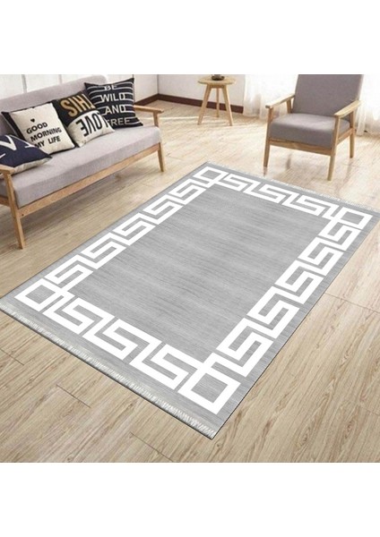 Modern Çizgili Halı Kaymaz Tabanlı Kilim Makinede Yıkanabilir Dot Tabanlı Salon Halısı 5180B