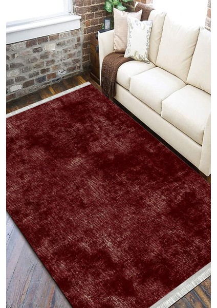 Bordo Renk Kilim Kaymaz Tabanlı Kilim Makinede Yıkanabilir Dot Tabanlı Salon Halısı 5176A fiyatları