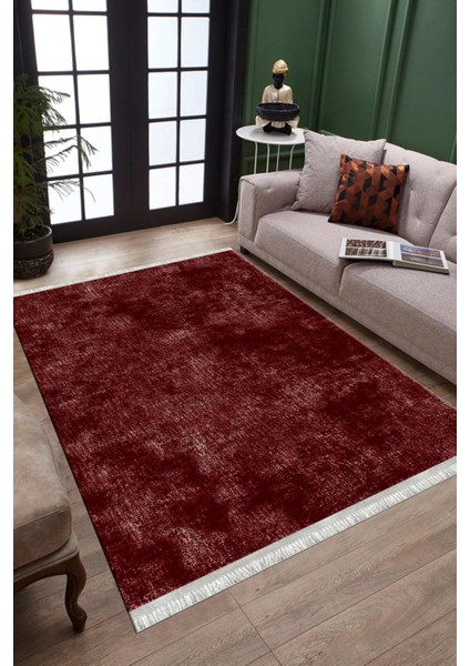 Bordo Renk Kilim Kaymaz Tabanlı Kilim Makinede Yıkanabilir Dot Tabanlı Salon Halısı 5176A modelleri