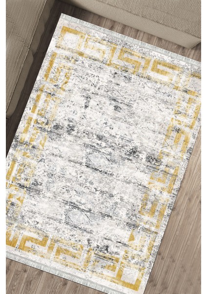 Gold Detaylı Kilim Makinede Yıkanabilir Halı Kaymaz Taban Kilim Dot Tabanlı Salon Halısı 5236B fırsatları