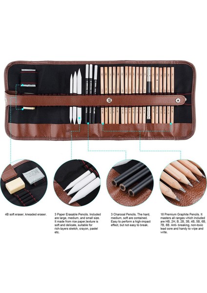 Çizim Kalemleri, Çocuklar ve Yetişkinler Için Eskiz Kalemi Seti, Profesyonel Kömür Grafit Sanatı (Yurt Dışından) indirimleri