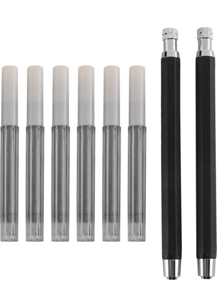 2 Adet 5.6mm Uç Tutucu Otomatik Mekanik Kalem, Kalemtıraş ve Kömür Yedeği, 6 Adet Ek Yedeği (Yurt Dışından)