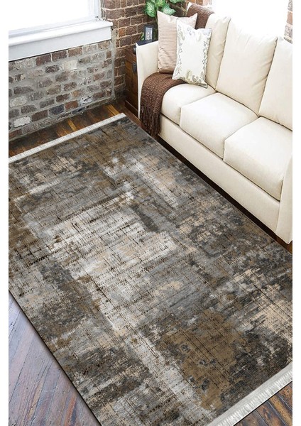 Kahverengi Halı Kaymaz Tabanlı Kilim Makinede Yıkanabilir Dot Tabanlı Salon Halısı 5161B fiyatları